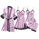 Purple Silk Satin Sleepwear Set for Women