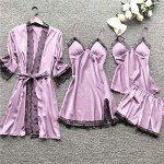 Purple Silk Satin Sleepwear Set for Women