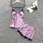 Purple Silk Satin Sleepwear Set for Women