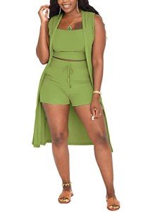 Tcremisa Women's 3-Piece Green Lounge Set