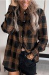 Zeagoo Button Down Plaid Shirt for Women Lightweight Flannel Shirt Collared Checkered Button Down Blouses Yellow Black M