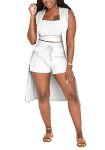 Tcremisa Women's 3-Piece Crop Top and Shorts Set
