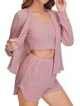 WDIRARA Women's Soft Pajama Set with Cardigan
