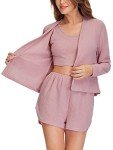 WDIRARA Women's Soft Pajama Set with Cardigan