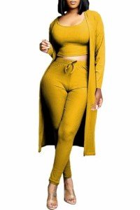 BDAILKA Yellow 3-Piece Women's Lounge Set