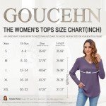 GOUCEHN Womens Long Sleeve Tops Casual V Neck Shirts Fall Blouses Tunic for Leggings Loose Fit (Burgundy, Medium)
