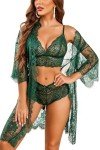 Avidlove Women's Lace Kimono Robe and Lingerie Set