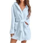 Cozy Fleece Hooded Robes for Women with Pockets
