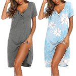 2 Pack Women's Button Down Nightshirts and Pajamas