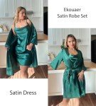 Ekouaer Women's Satin Nightgown and Kimono Set