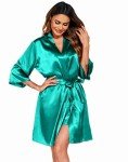 Ekouaer Women's Satin Nightgown and Kimono Set