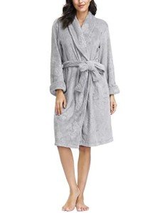 Soft Plush Kimono Robe with Pockets for Women