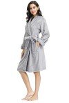 Soft Plush Kimono Robe with Pockets for Women