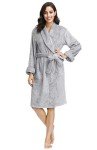 Soft Plush Kimono Robe with Pockets for Women
