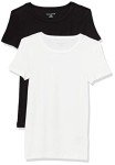 Amazon Essentials Women's 2-Pack Slim-Fit Short-Sleeve Crewneck T-Shirt, Black/White, X-Large