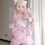 Pink Women's Japanese Kimono Cosplay Pajama Dress