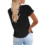 Suncife Womens Short Sleeve T-Shirts Crewneck Loose Casual Summer Basic Tees Tshirt Tops (Black,Large)