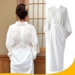 Solid White Women's Japanese Kimono with Belt