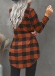 EVALESS Color Block Plaid Shacket Jacket Women Fashion 2024 V Neck Long Sleeve Button Down Blouses Tops Lightweight Flannel Shirts Jackets Cardigans Coats with Pockets Brown Medium