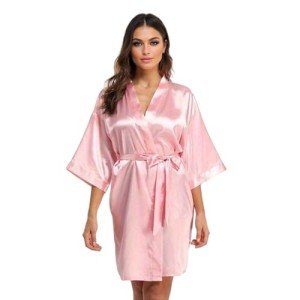 Silky Satin Short Kimono Robe for Women
