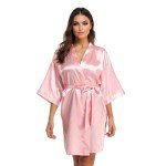 Silky Satin Short Kimono Robe for Women