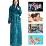 Soft Flannel Blue Shawl Collar Women's Bathrobe