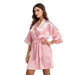 Silky Satin Short Kimono Robe for Women