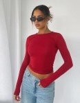 Zeagoo Women Sexy Basic T Shirts Fall Long Sleeve Shirt Crewneck Slim Fit Cute Tops Y2k Outfits Teens Girls Clothes