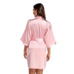 Silky Satin Short Kimono Robe for Women