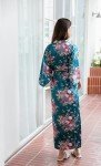 Floral Kimono Robe in Light Green Emerald