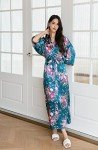 Floral Kimono Robe in Light Green Emerald