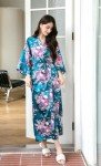 Floral Kimono Robe in Light Green Emerald
