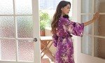 Floral Kimono Robe - Light Green for Women