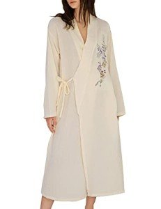 Colorful Embroidered Cotton Kimono Robe for Women