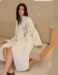 Colorful Embroidered Cotton Kimono Robe for Women