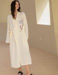Colorful Embroidered Cotton Kimono Robe for Women