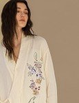 Colorful Embroidered Cotton Kimono Robe for Women