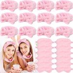 24 Pcs Plush Spa Headbands & Eye Masks Set