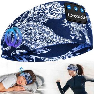 Wireless Sleep Headphones with Eye Mask - Blue