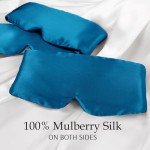 Mulberry Silk Sleep Mask with Adjustable Headband - Peacock Blue