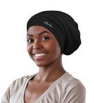 Satin Lined Sleep Cap for Curly Hair - Black