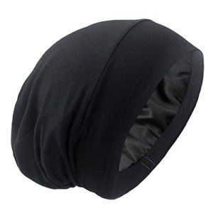 Adjustable Satin Lined Sleep Cap for Curly Hair