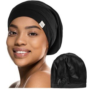 Silk Satin Bonnet Sleep Cap - Adjustable Slouchy Hat