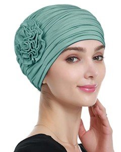 Vintage Grass Green Floral Sleep Hair Cover Hat