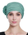 Vintage Grass Green Floral Sleep Hair Cover Hat