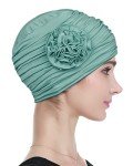 Vintage Grass Green Floral Sleep Hair Cover Hat
