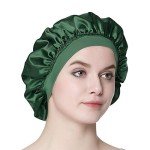 Satin Sleep Bonnet for Women - Dark Green
