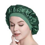 Satin Sleep Bonnet for Women - Dark Green