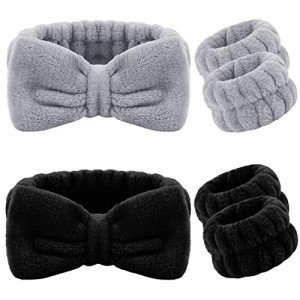 6-Piece Spa Headband and Wristband Set - Black