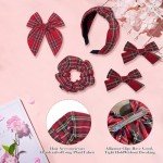 5 Pack Red Plaid Headbands and Bow Scrunchies